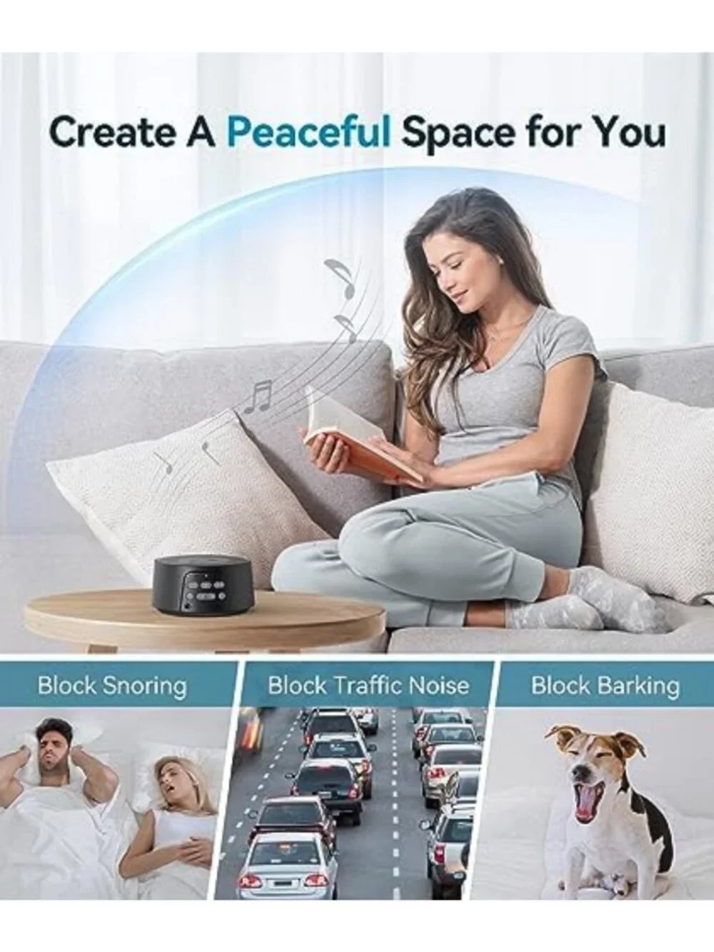 White Noise Sound Machine for Sleep, Relaxation & Baby Soothing - Portable